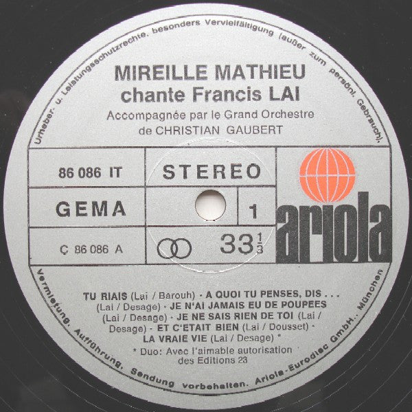 Mireille Mathieu : Chante Francis Lai (LP, Album)