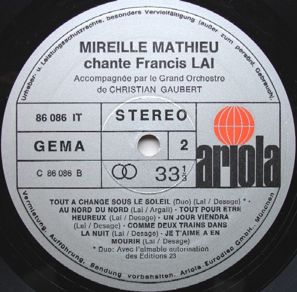 Mireille Mathieu : Chante Francis Lai (LP, Album)