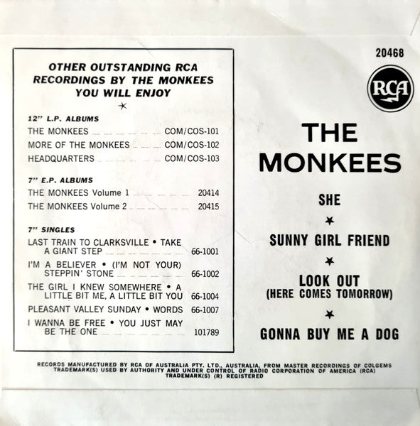 The Monkees : She (7", EP, Mono)