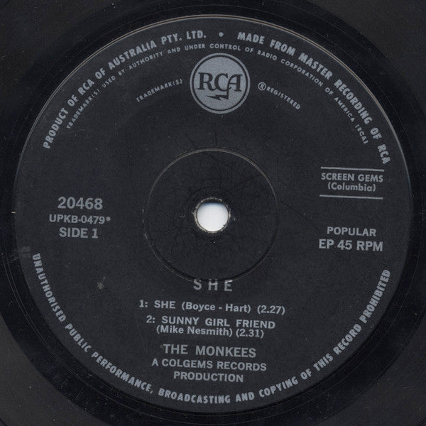 The Monkees : She (7", EP, Mono)