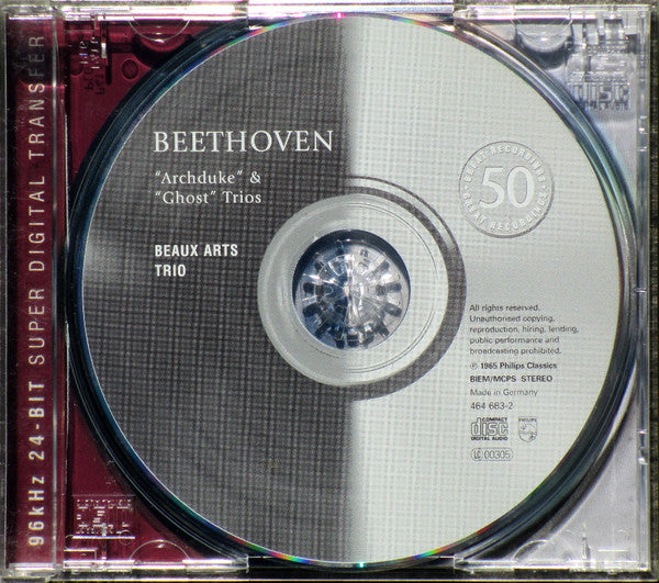 Beethoven* - Beaux Arts Trio : Trios "Archduke" & "Ghost" (CD, Comp, RE, RM)