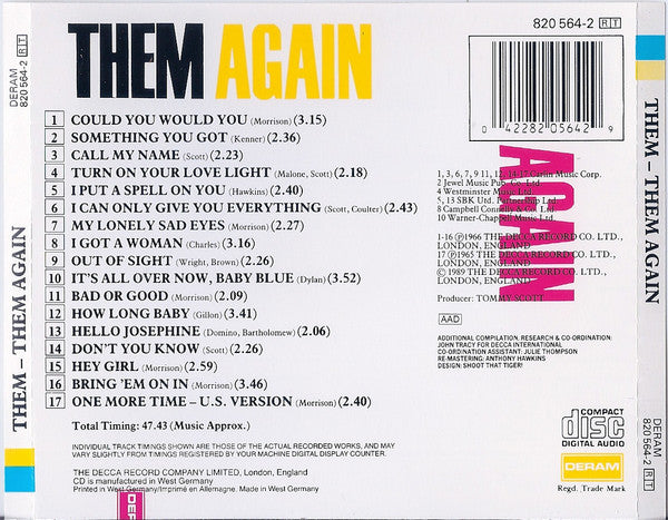 Them (3) : Them Again (CD, Album, Mono, RE, RM)