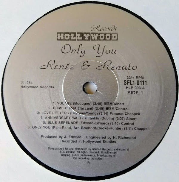 Renée & Renato : Only You (LP, Album)