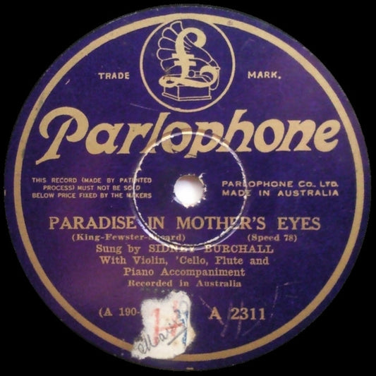 Sidney Burchall : Paradise In Mother's Eyes / Baby Your Mother (Shellac, 10")