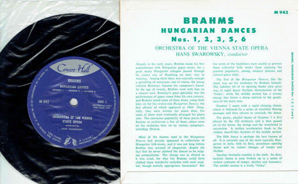 Brahms* / Vienna State Opera Orchestra* / Hans Swarowsky : Hungarian Dances Nos 1, 2, 3, 5 & 6 (7")