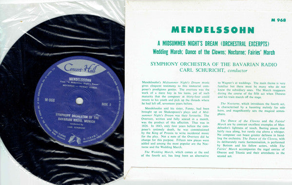 Felix Mendelssohn-Bartholdy, Carl Schuricht : A Midsummer Night’s Dream  (7")