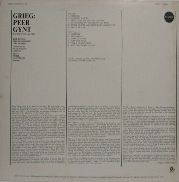 Edvard Grieg : The Complete Incidental Music To Peer Gynt (LP, Album, Club, RE)