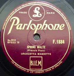 Orchestra Mascotte : Sphinx Waltz / Volga, Volga! (Shellac, 10")