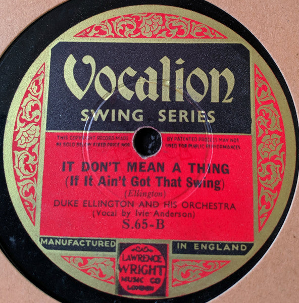 Duke Ellington And His Orchestra : In A Sentimental Mood / It Don't Mean A Thing (If It Ain't Got That Swing) (Shellac, 10")