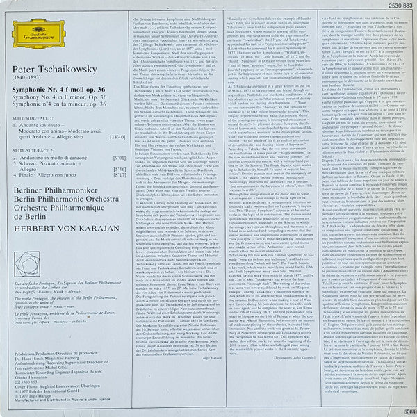 Pyotr Ilyich Tchaikovsky, Berliner Philharmoniker · Herbert von Karajan : Symphonie Nr. 4 (LP)