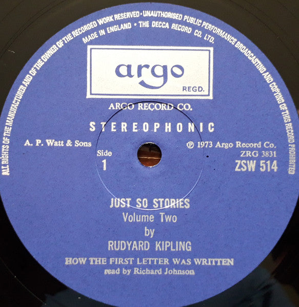 Rudyard Kipling Readers Michael Hordern, Barbara Jefford, Richard Johnson (3) : Just So Stories Vol. 2 (Box + LP, Comp)