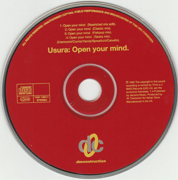 U.S.U.R.A. : Open Your Mind (CD, Single)