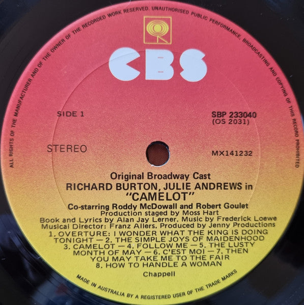 Richard Burton (2), Julie Andrews, Robert Goulet : Camelot - Original Broadway Cast (LP, Album, RE)