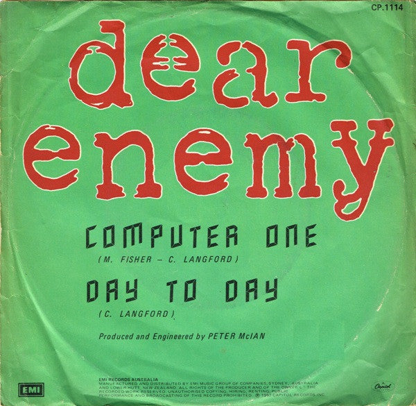 Dear Enemy : Computer One (7", Single)