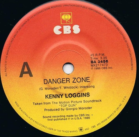 Kenny Loggins : Danger Zone (7", Single)