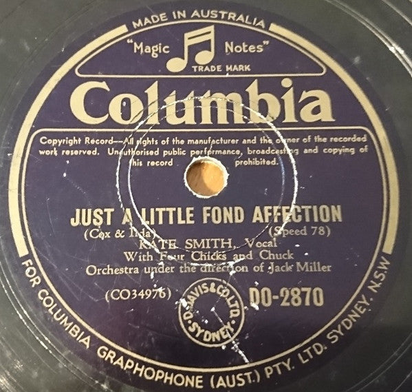 Kate Smith (2) : Tumbling Tumbleweeds / Just A Little Fond Affection (Shellac, 10")