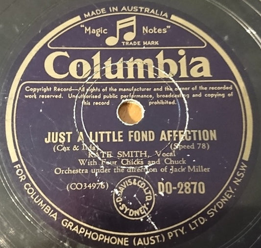 Kate Smith (2) : Tumbling Tumbleweeds / Just A Little Fond Affection (Shellac, 10")