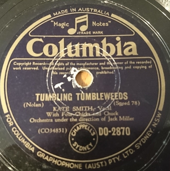 Kate Smith (2) : Tumbling Tumbleweeds / Just A Little Fond Affection (Shellac, 10")