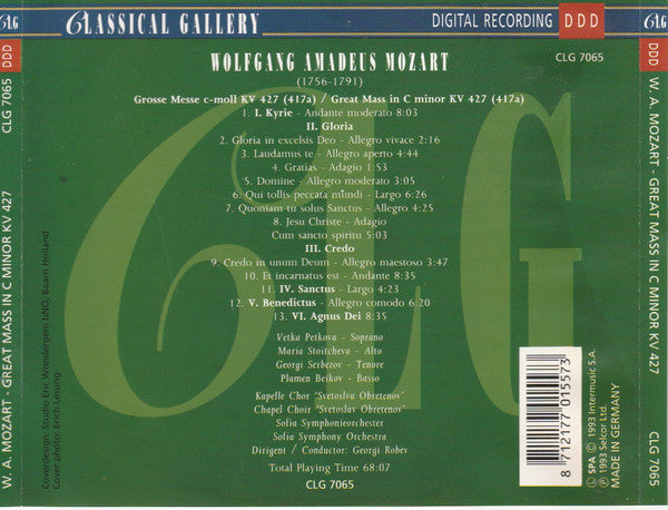 Wolfgang Amadeus Mozart : Great Mass In C Minor (CD)
