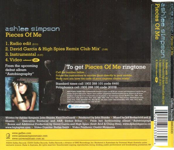 Ashlee Simpson : Pieces Of Me (CD, Single, Enh)