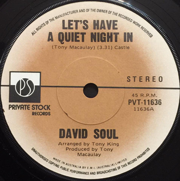 David Soul : Let's Have A Quiet Night In (7", Single)