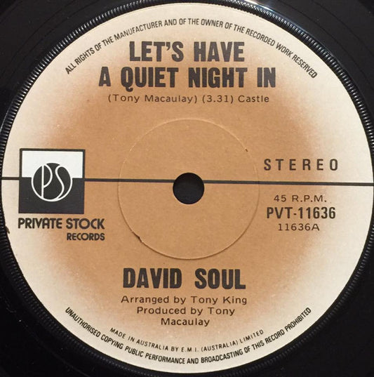 David Soul : Let's Have A Quiet Night In (7", Single)
