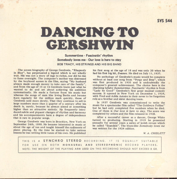 Bob Tracy, His Strings And His Big Band : Dancing With Gershwin (7", EP, Yel)