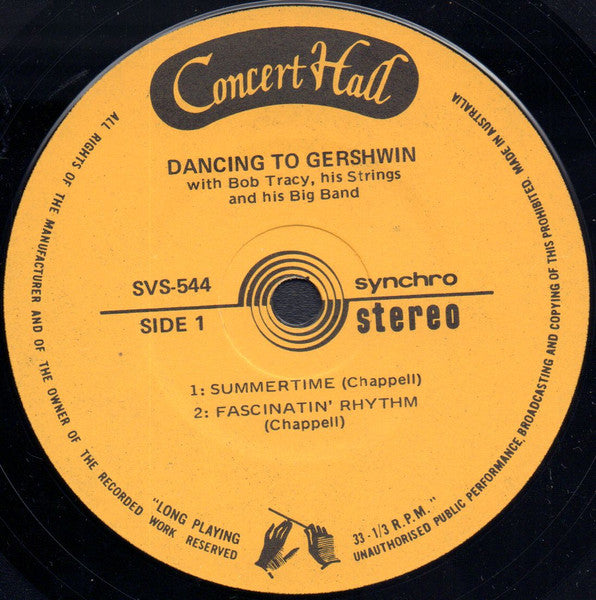 Bob Tracy, His Strings And His Big Band : Dancing With Gershwin (7", EP, Yel)