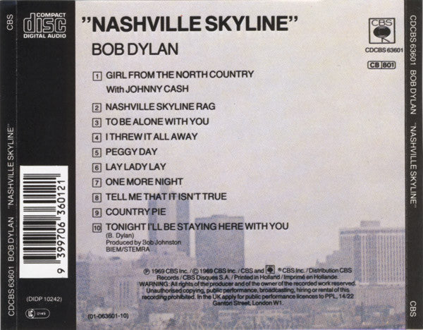 Bob Dylan : Nashville Skyline (CD, Album, RE)