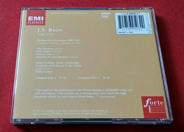 J. S. Bach* - Elly Ameling, Janet Baker, Robert Tear, Dietrich Fischer-Dieskau, King's College Choir, Cambridge*, Academy Of St. Martin In The Fields*, Philip Ledger : Weihnachts-Oratorium = Christmas Oratorio (2xCD, RE, RM)