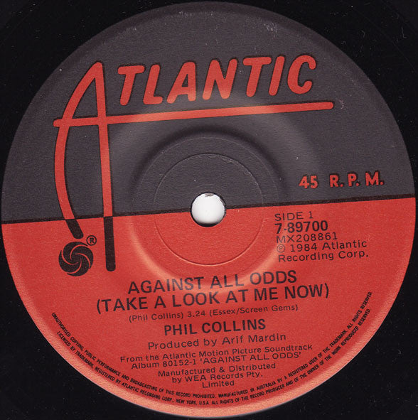 Phil Collins : Against All Odds (Take A Look At Me Now) (7", Single, Gen)