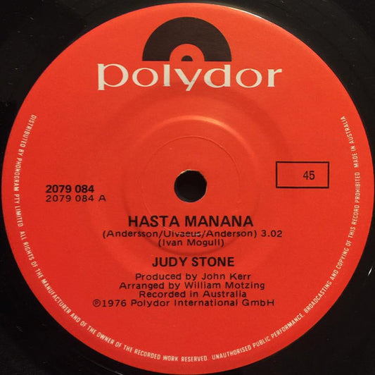 Judy Stone : Hasta Manana (7", Single)