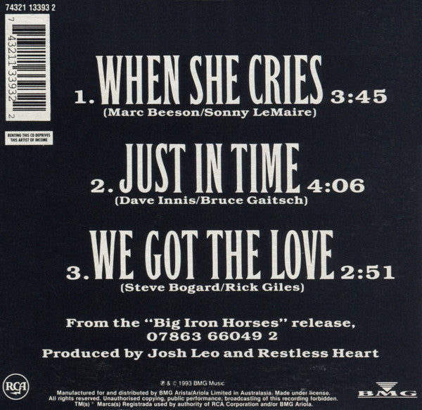 Restless Heart : When She Cries (CD, Single)