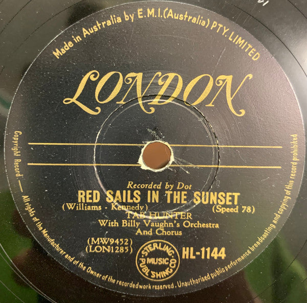 Tab Hunter : Young Love / Red Sails In The Sunset (Shellac, 10")
