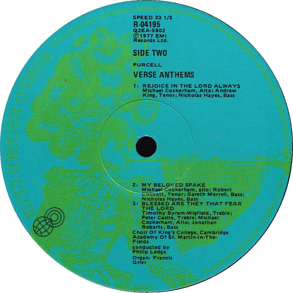 Henry Purcell : Funeral Music For Queen Mary - Five Anthems (LP, Quad, Club, RE)