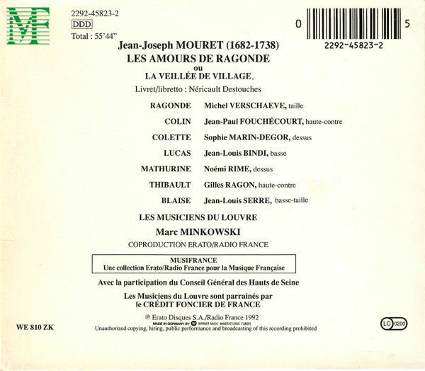 Jean-Joseph Mouret – Les Musiciens Du Louvre, Marc Minkowski : Les Amours De Ragonde (CD, Album, RP)