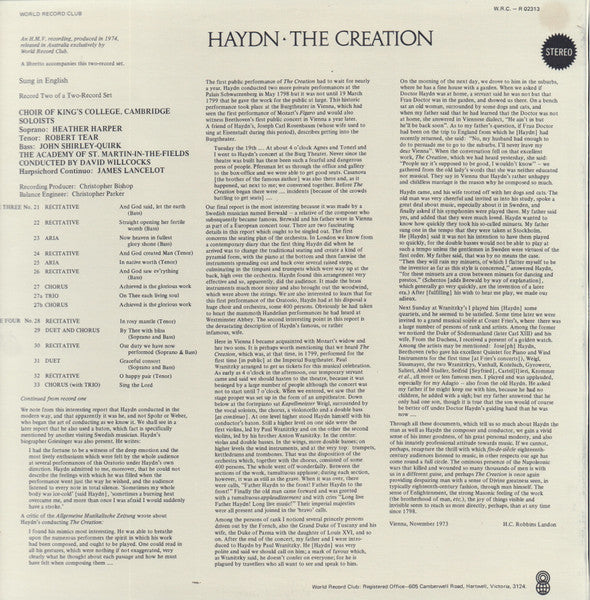 Haydn* : The Creation (2xLP, Album, Club, RE, 2nd)