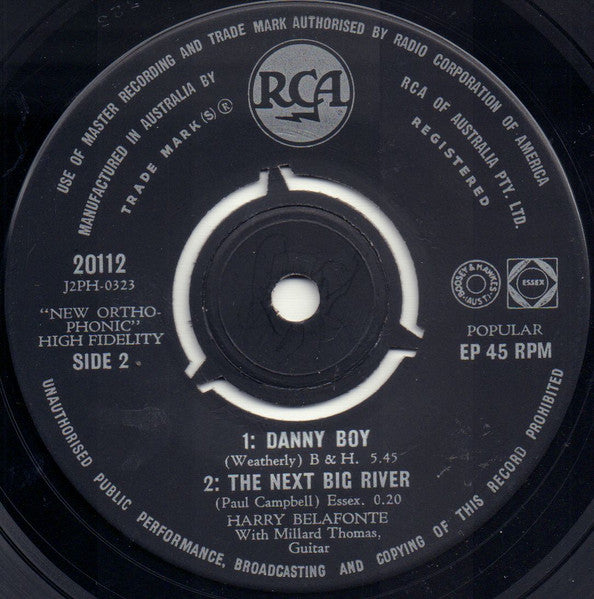 Harry Belafonte : Danny Boy (7", EP, Tri)