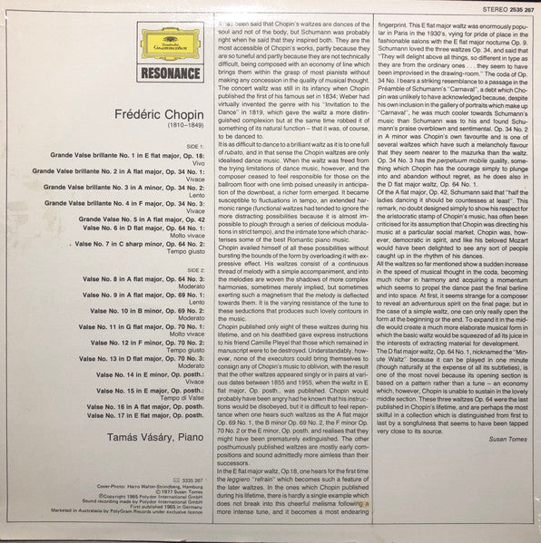 Frédéric Chopin, Tamás Vásáry : 17 Waltzes (LP, Album)