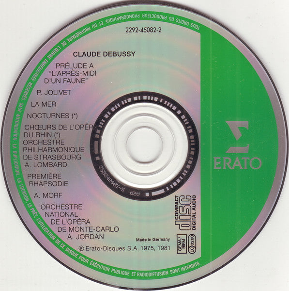 Claude Debussy, Alain Lombard / Armin Jordan : La Mer - Nocturnes / Prélude À L'après-Midi D'un Faune / Rhapsodie Pour Clarinette (CD)