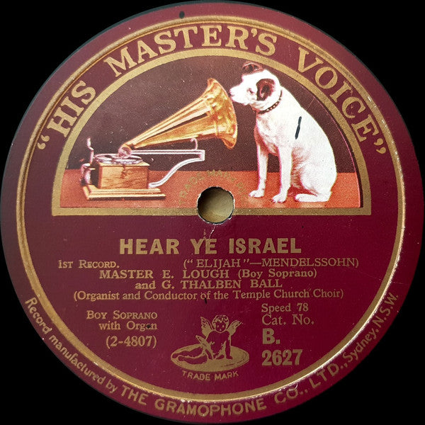 Master E. Lough* And G. Thalben Ball* : Hear Ye, Israel (Shellac, 10")