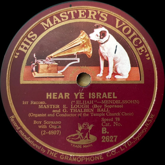 Master E. Lough* And G. Thalben Ball* : Hear Ye, Israel (Shellac, 10")