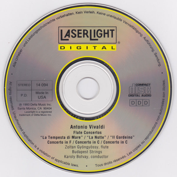 Antonio Vivaldi, Zoltán Gyöngyössy, Budapest Strings, Károly Botvay : Flute Concertos (CD)