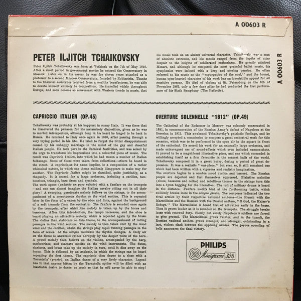 Tchaikovsky* - The Concertgebouw-Orchestra (Amsterdam)*, Paul van Kempen : Ouverture Solennelle "1812", Op. 49 / Capriccio Italien, Op. 45 (10", Mono)