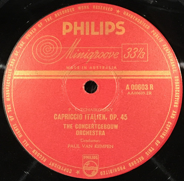 Tchaikovsky* - The Concertgebouw-Orchestra (Amsterdam)*, Paul van Kempen : Ouverture Solennelle "1812", Op. 49 / Capriccio Italien, Op. 45 (10", Mono)