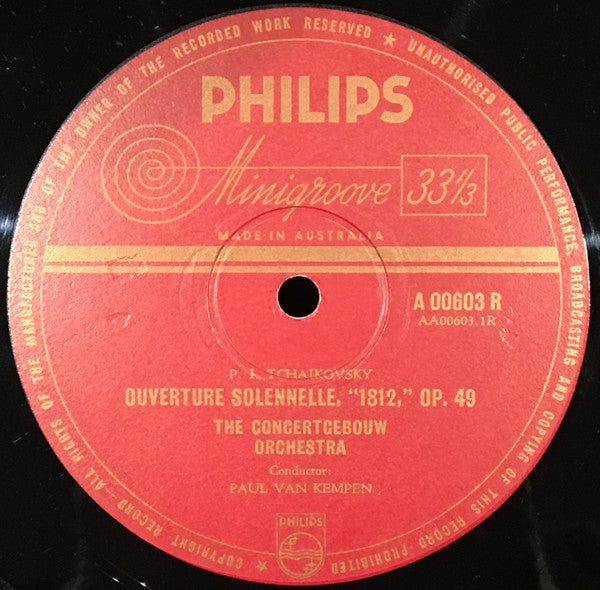 Tchaikovsky* - The Concertgebouw-Orchestra (Amsterdam)*, Paul van Kempen : Ouverture Solennelle "1812", Op. 49 / Capriccio Italien, Op. 45 (10", Mono)