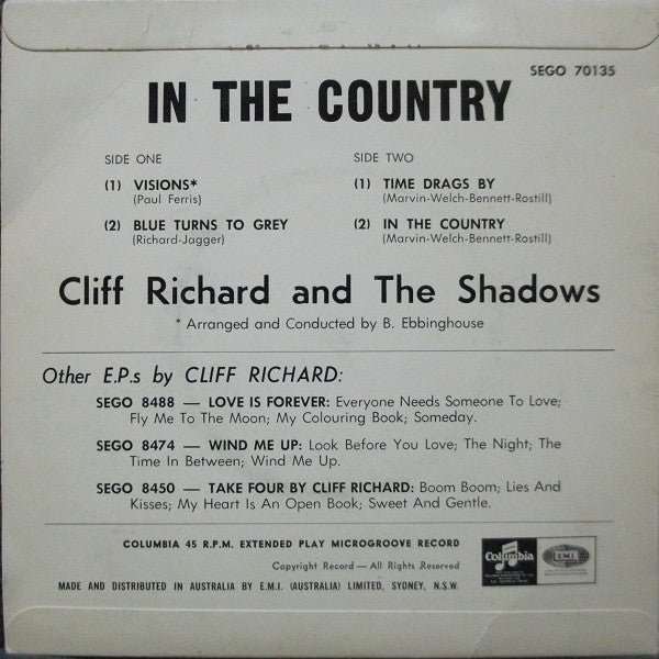 Cliff Richard And The Shadows* : 'In The Country' (7", EP, Mono)