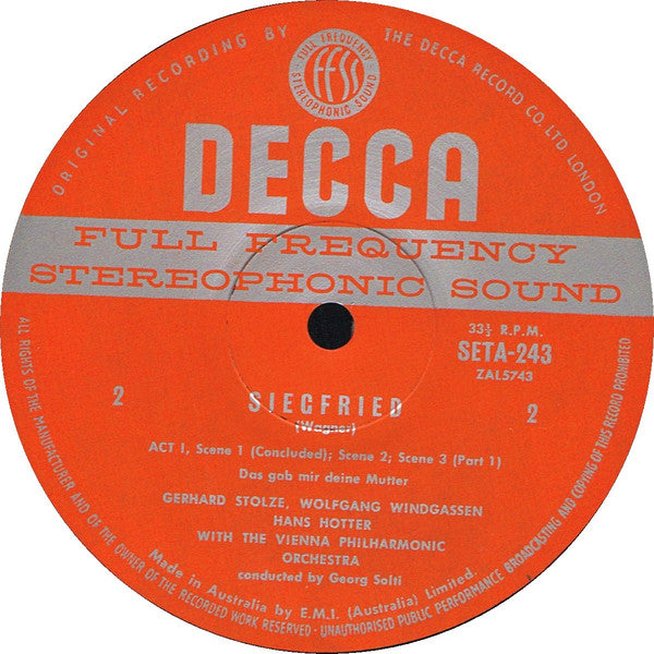 Wagner* / Windgassen* / Nilsson* / Hotter* / Stolze* / Neidlinger* And Joan Sutherland / Vienna Philharmonic* / Solti* : Siegfried (5xLP, Album + Box)