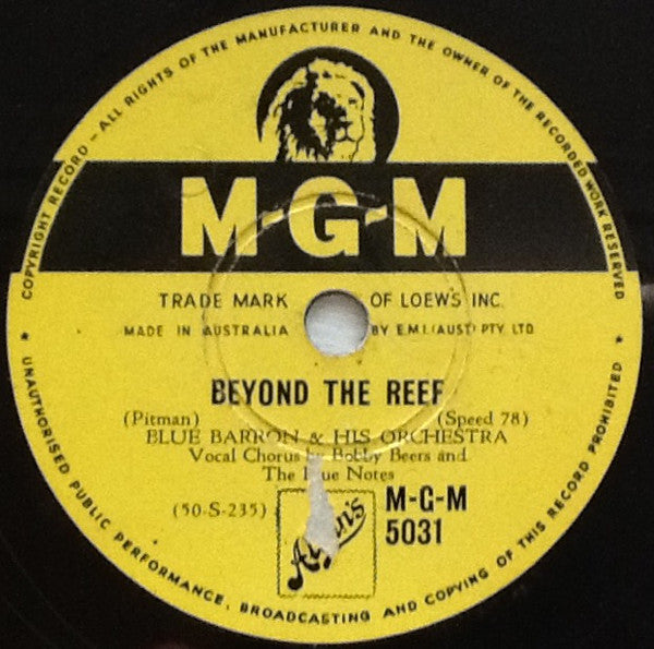 Blue Barron & His Orchestra* : Are You Lonesome Tonight / Beyond The Reef (Shellac, 10")