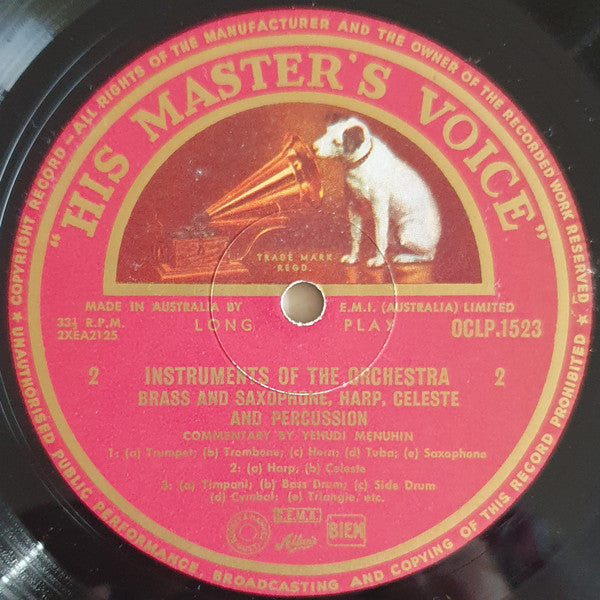 Yehudi Menuhin : Instruments Of The Orchestra (LP, Mono)